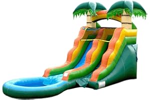 HERO KIDDO HeroKiddo Summer Breeze Commercial Grade Lightweight Premium Water Slide with Detachable Pool for Kids 5-12 and Adults (with Blower), Wet Dry, Rental Quality Blow Up Inflatable, Outdoor Indoor