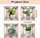 SwirlColor 3D Green Plant Wall Stickers 4Pcs Waterproof Self-Adhesive Decor view 3