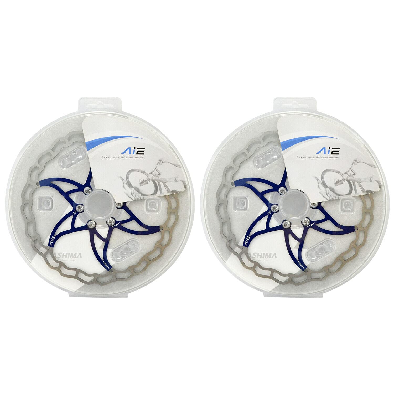 Ashima-LTD Ai2 ARO-09 Lightest Disc Brake Rotor 180mm 104g,2PCs, Blue,AS2374