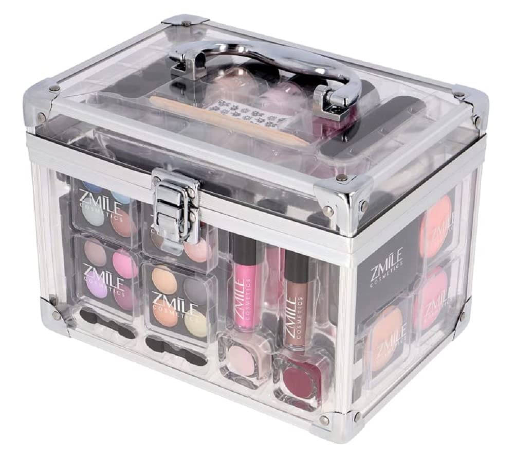 ZMILE COSMETICS Acrylic Transparent Cosmetic Case Vegan Cosmetics with Make-Up - Make-Up Set for On the Go, for Traveling and as a Gift