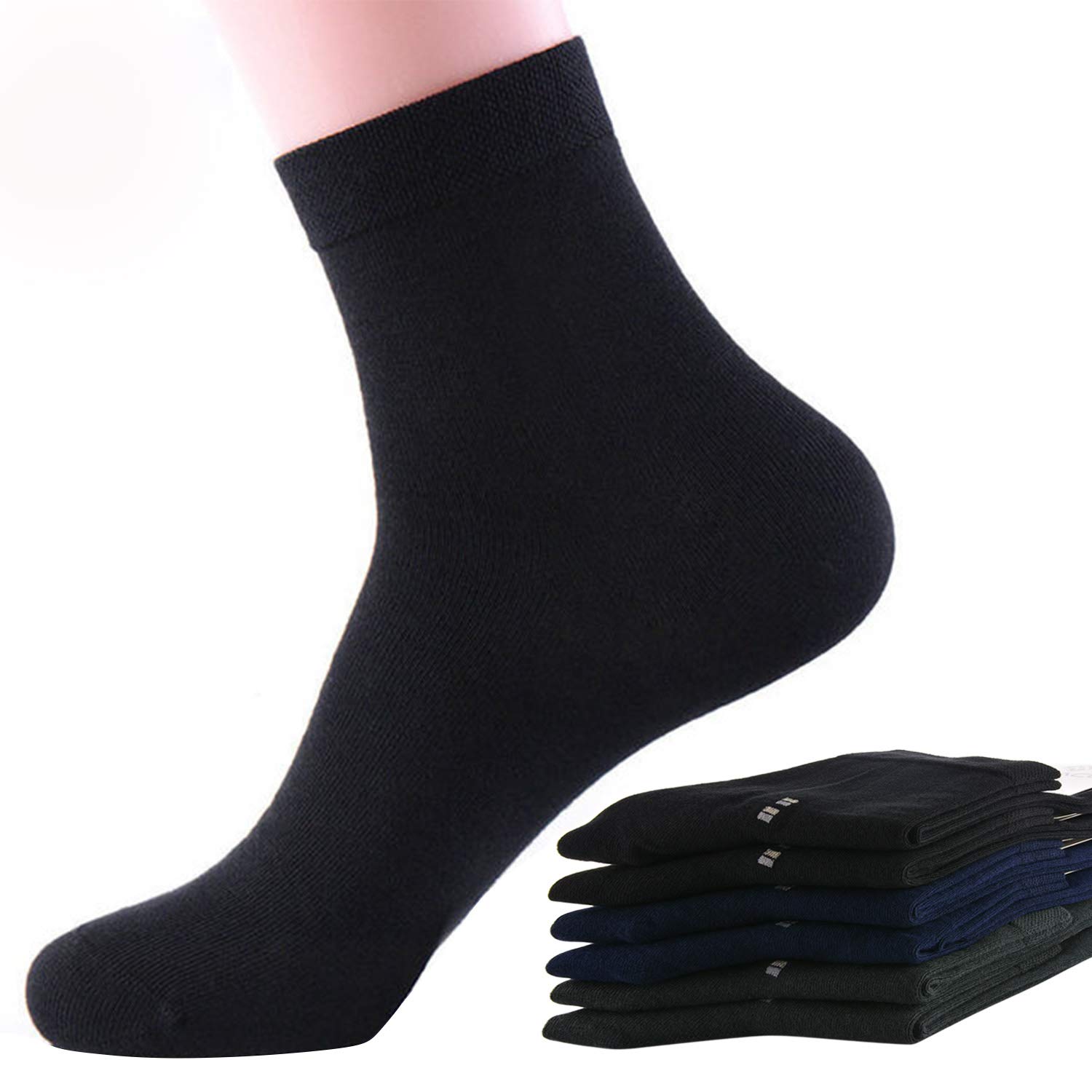 M MOACC Men\'s Breathable Combed Cotton Cushion Dress Half Crew Socks,6 Pair #80402