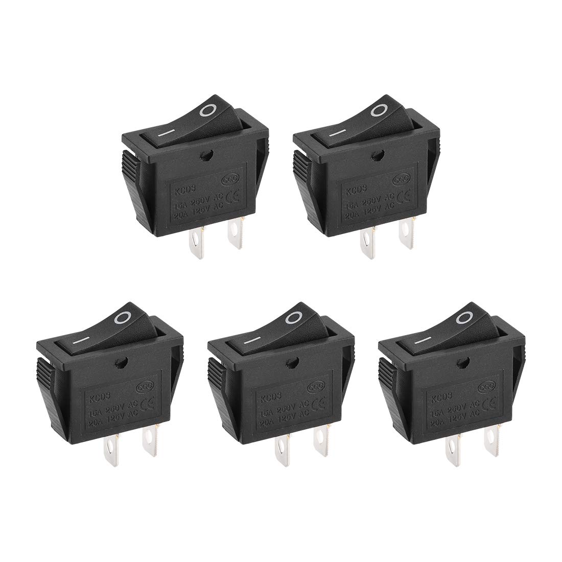 uxcell 5Pcs SPST 2 Position On/Off 2Pin Boat Rocker Switch Toggle AC 250V/15A 125V/20A,for Boat,32x14mm,Snap in