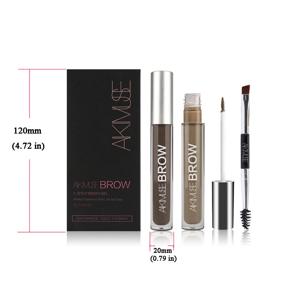 Waterproof Eyebrow Pen, WeChip Semi Permanent Eyebrow Gel Fast Dry Waterproof Anti-sweat Long Lasting Double-ended Pen Eye Makeup (# Black-Brown)