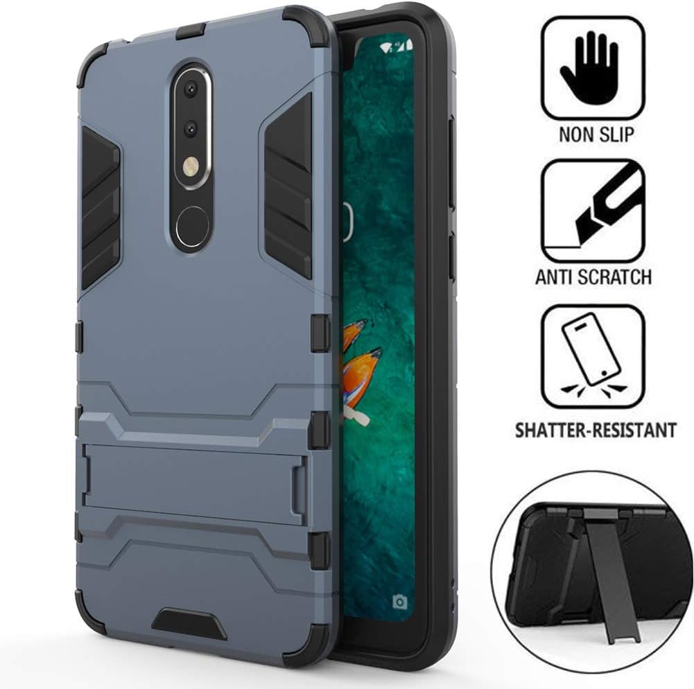 Nokia X5/ 5.1 Plus Case, 2 in 1 Tough PC + TPU Soft Silicone Shockproof Impact Resistant Hybrid Dual Layer Heavy Duty Armor Bumper Protective Cover for Nokia X5/ 5.1 Plus [Blue]
