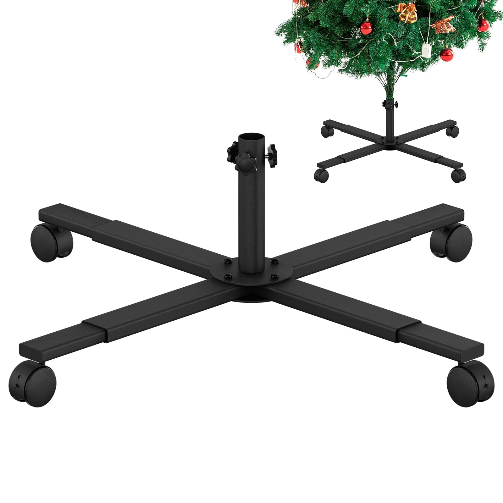 Mordx Christmas Tree Stand With Rubber Casters, Foldable Metal Christmas Tree Stand, Removable Christmas Tree Base, Artificial Christmas Tree Metal Base, Christmas Decorations (60cm,ø 2.4 cm)