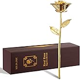 WILDLOVE 24K Gold Dipped Real Preserved Rose – Handcrafted Rose with Genuine 24K Gold Plating, Gift Box Included – Romantic Keepsake for Wife, Mom, Girlfriend on Anniversary, Birthday, Valentine’s Day