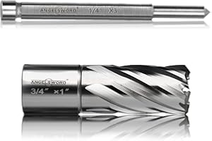 ANGELSWORD HSS Annular Cutter Diameter 3/4", Cutting Depth 1" M2 High Speed Steel, Mag Drill Bits Kit for Magnetic Drill Press, with One 1/4"*3" Pilot Pin