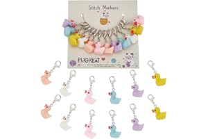 PLIGREAT 12 Pcs Colorful Duck Stitch Markers Cute 3D Swimming Duck Crochet Stitch Marker Charms with Removable Lobster Clasp Locking Knitting Markers for Weaving Sewing Quilting Jewelry Making