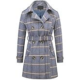 Rasujie Womens Pea Coat Double Breasted Wool Coat Long Winter Trench Coat with Belt