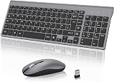 Cimetech Wireless Keyboard Mouse Combo 2.4G Ultra-Thin QWERTY UK Gray