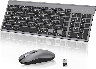 Cimetech Wireless Keyboard Mouse Combo 2.4G Ultra-Thin QWERTY UK Gray