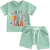WZTYYDS Baby Girl First Birthday Outfit In My One Year Old Era Top Short Sleeve 1st Birthday Shirt + Casual Shorts Set