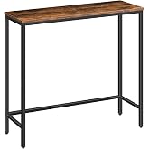 HOOBRO Narrow Console Table, 29.5" Small Entryway Table, Thin Sofa Side Display Table, for Hallway, Bedroom, Living Room, Foyer, Rustic Brown and Black BF75XG01