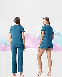Rnxrbb 3 Piece Postpartum Nursing Pajamas Set