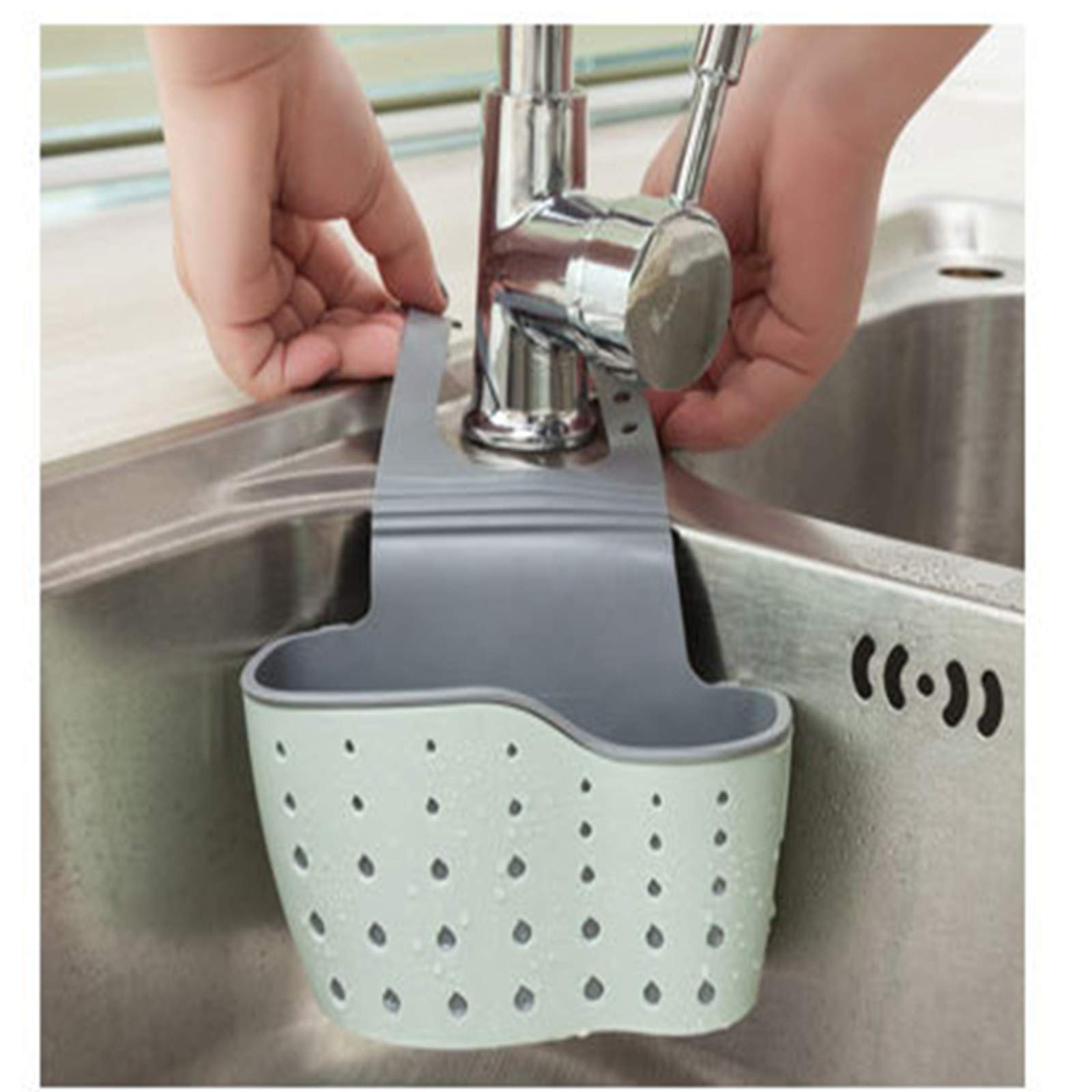 Lyxhag 2PCS Kitchen Sink Caddy Shelf Soap Sponge Drain Rack Holder Double Decker Hanging Basket Storage Suction Cup Kitchen Organizer Sink Accessories