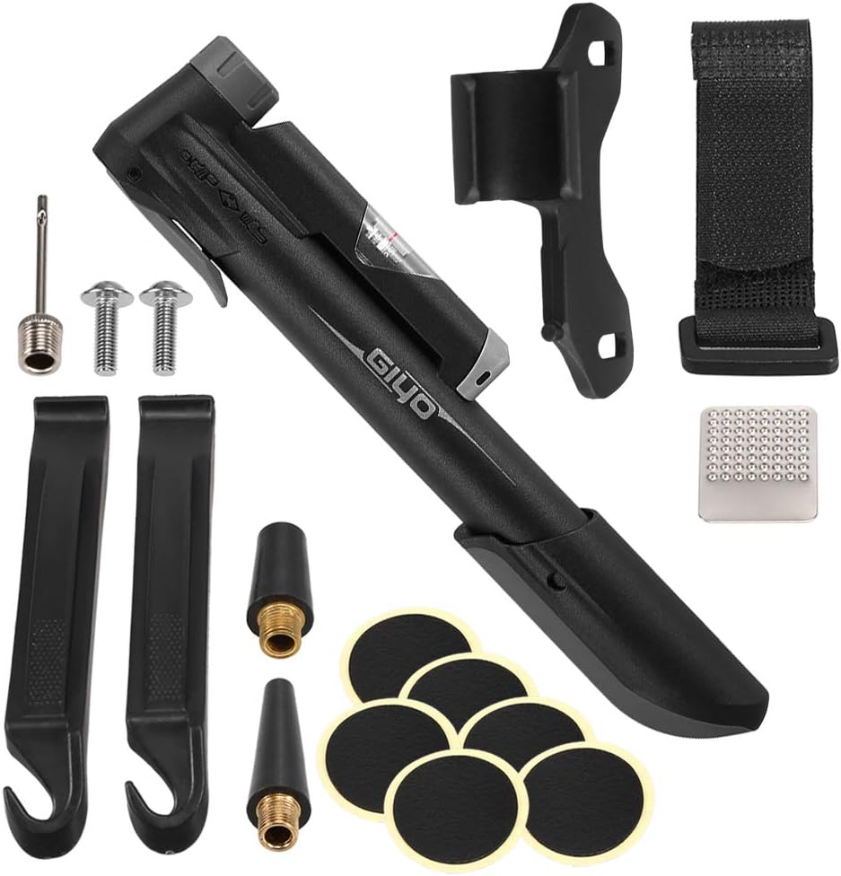 Mini Bike Pump Fahrradpumpe 120 PSI Hochdruck-Fahrrad-Luftpumpe mit eingebautem Manometer Pannenreparatur-Kit für Presta &amp; Schrader-Ventil-Handwechsel