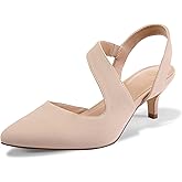 mysoft Women's Dress Shoes Low Heels 2 inch Kitten Pumps Slingback Wedding Party Medium/Wide Width Shoes