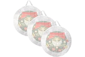 Kokone Pack of 3 Round Wreath Storage Bag, Clear Christamas Wreath Storage Organizer with Handle, 36 Inches Dual Zippered Wreath Bag for Festival Wreath Protector for Decoration, White