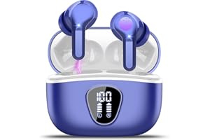 BESNOOW Wireless Earbuds Bluetooth 5.3 Headphones, 40H Playback HiFi Stereo Ear Buds with LED Display, Noise Cancelling Earbuds, IP7 Waterproof in-Ear Earphone for iOS Andriod Sport/Workout/Running/Blue
