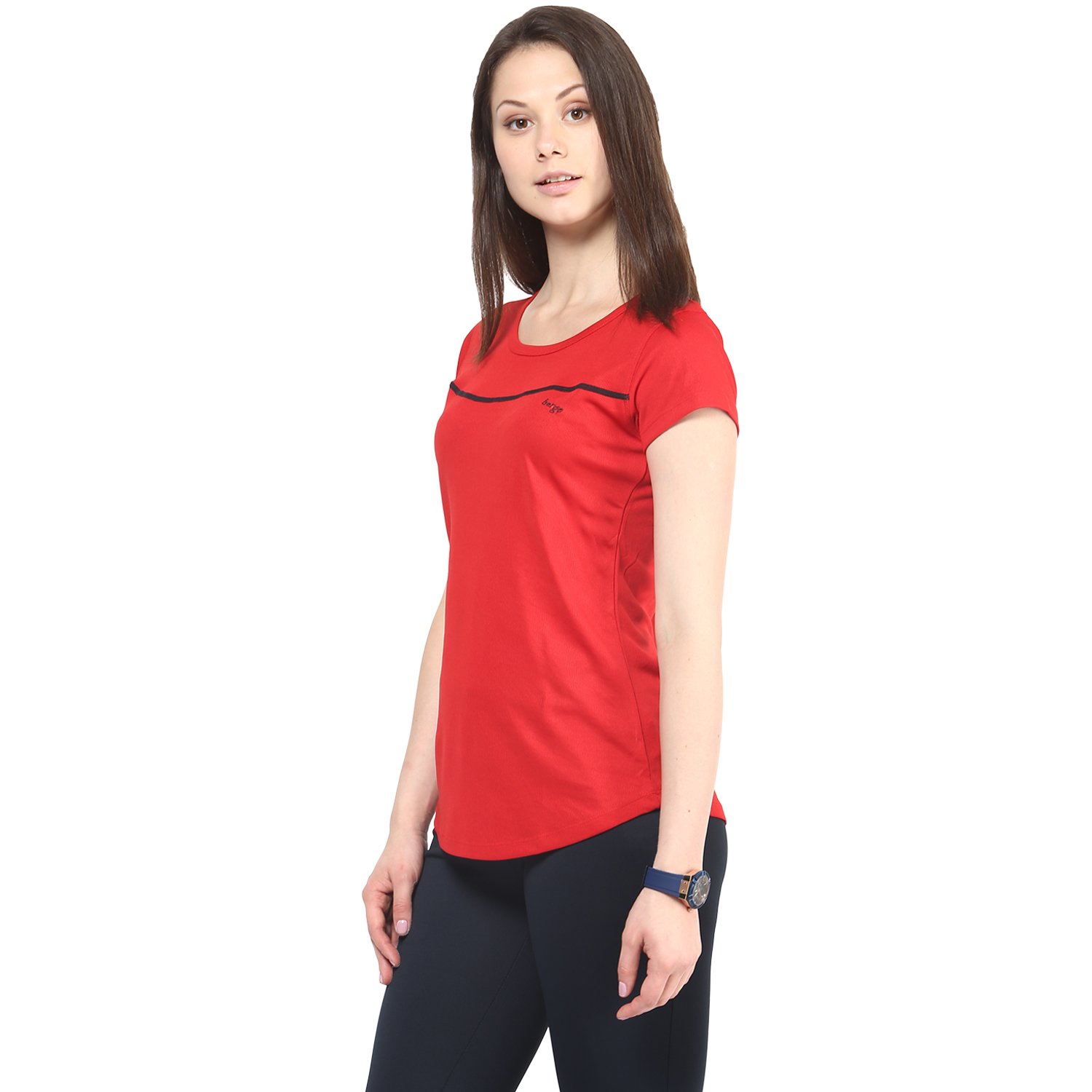 berge women's instadry round neck red tee