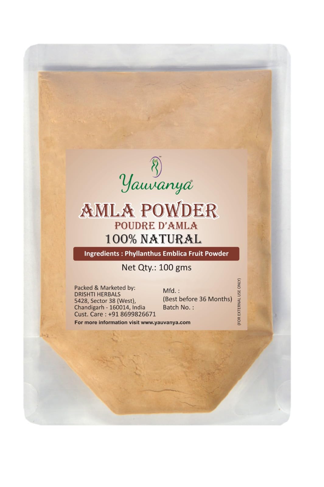 Yauvanya Pure Amla (Indian Gooseberry) Powder for Hair 3X100 gms