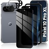 RXNMH for Google Pixel 10 Pro XL Privacy Screen Protector &amp; Lens Protector | 2+2 Pack, Anti Spy, Support Fingerprint Unlock, 9H Hardness Tempered Glass Film, Case Friendly, Bubble Free, Anti-dust