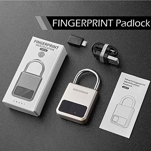 Fingerprint Padlock, Smart Padlock with USB Charging Support