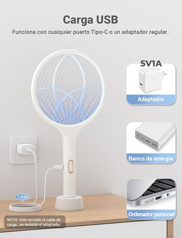 Raqueta Mosquitos Electrica 4000V Mata Mosquitos Electrico 2 en 1