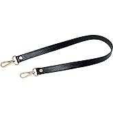 VanEnjoy Full Grain Leather Replacement Strap Shoulder Bag Purse, 0.98 inch Width Gold Hardware (Black)