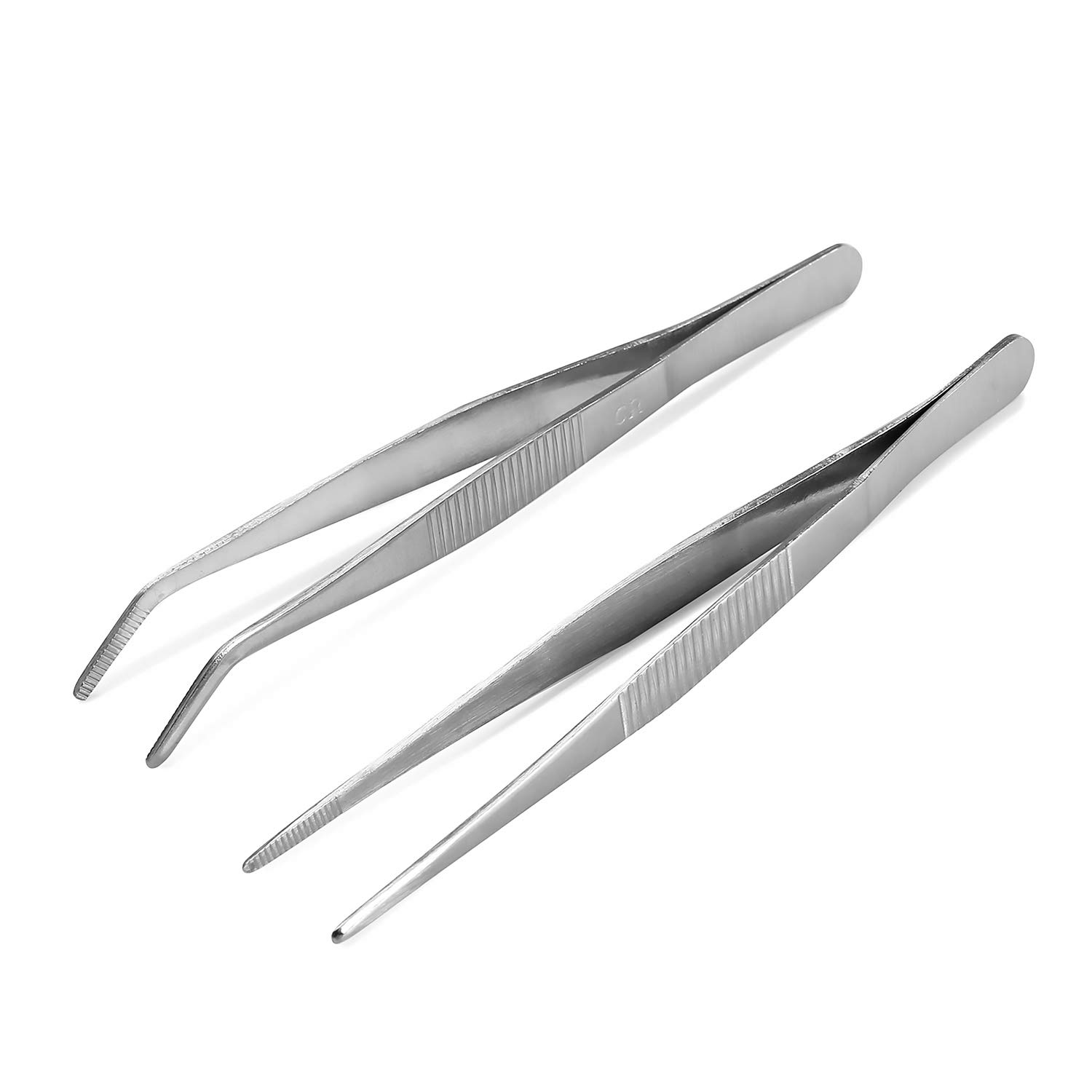 BoomYou Stainless Steel Tweezer, 14 cm Long All-purpose Forceps with Ridged Handle, Ideal for Aquatic Pets, Crafting, Cooking, Repairing