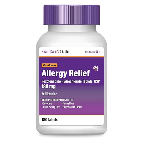 HEALTHCAREAISLE ALLERGY RELIEF – FEXOFENADINE HYDROCHLORIDE TABLETS USP, 180 MG – 180 TABLETS – ALLERGY MEDICATION, NON-DROWSY 24-HOUR RELIEF