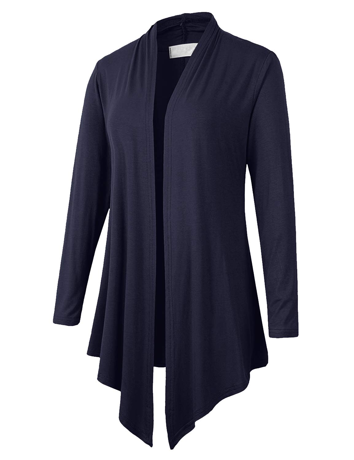 Eanklosco Women Open Front Cardigan Plus Size Drape Long Sleeve Coat (Navy Blue, XL)