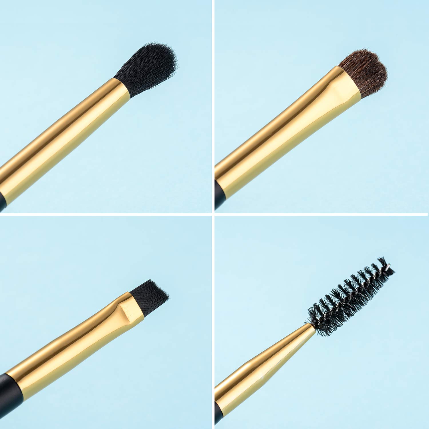 2pcs Duo Eyebrow Brush, Docolor Professional Eye Makeup Tool, Eyeshadow Brush and Spoolie Brush Black: Beauty