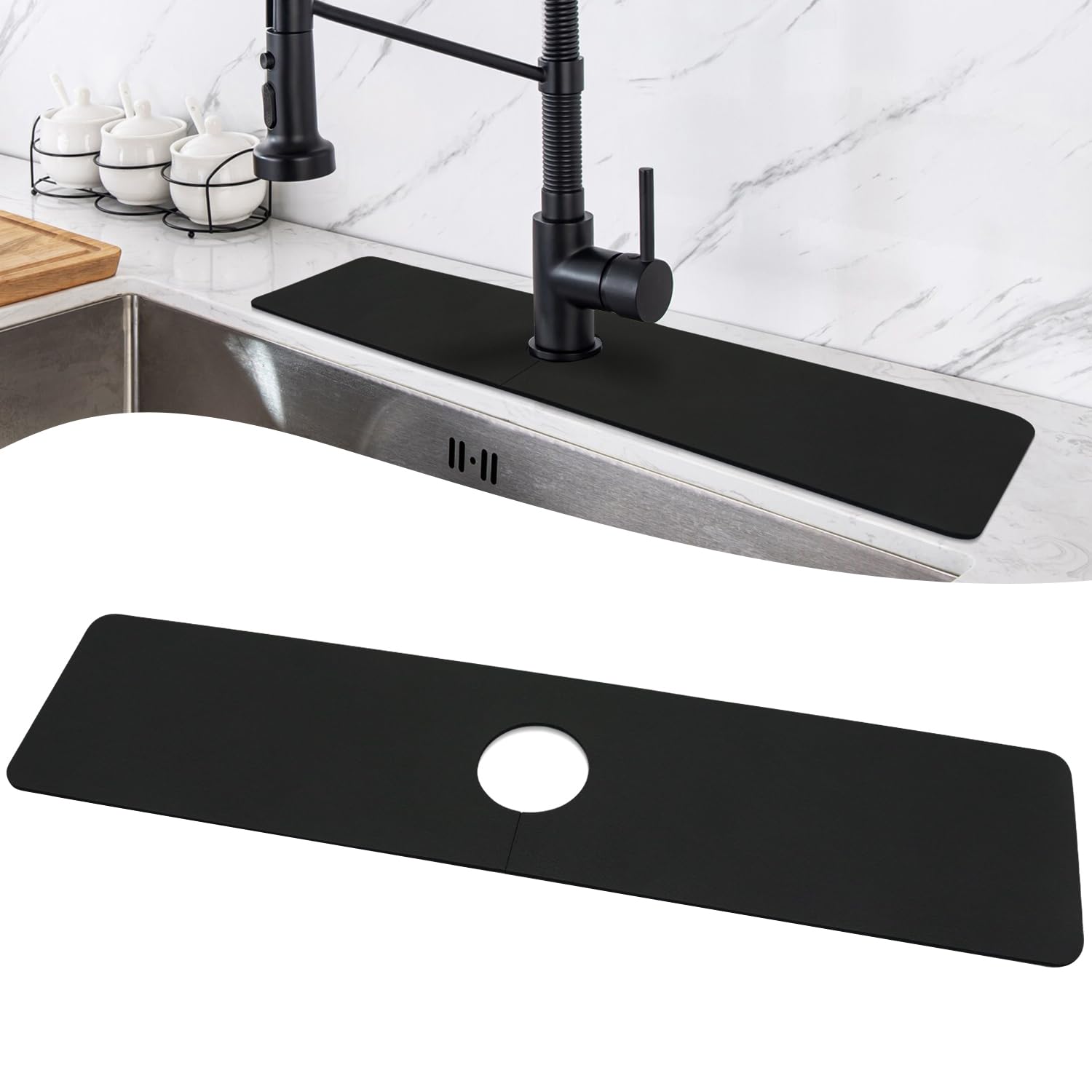 Photo 1 of LOPNUR Faucet Mat for Kitchen Sink Protectors, 24 Inch Long Kitchen Sink Splash Guard Behind Faucet