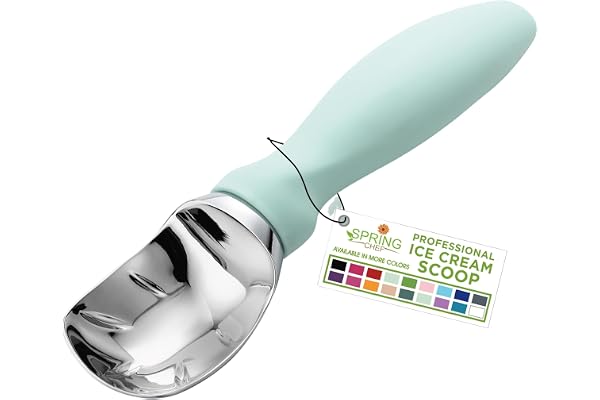 Spring Chef Heavy Duty Ice Cream Scoop with Comfortable Handle - Professional Ice Cream Scooper for Gelato, Sorbet, Cookie Do