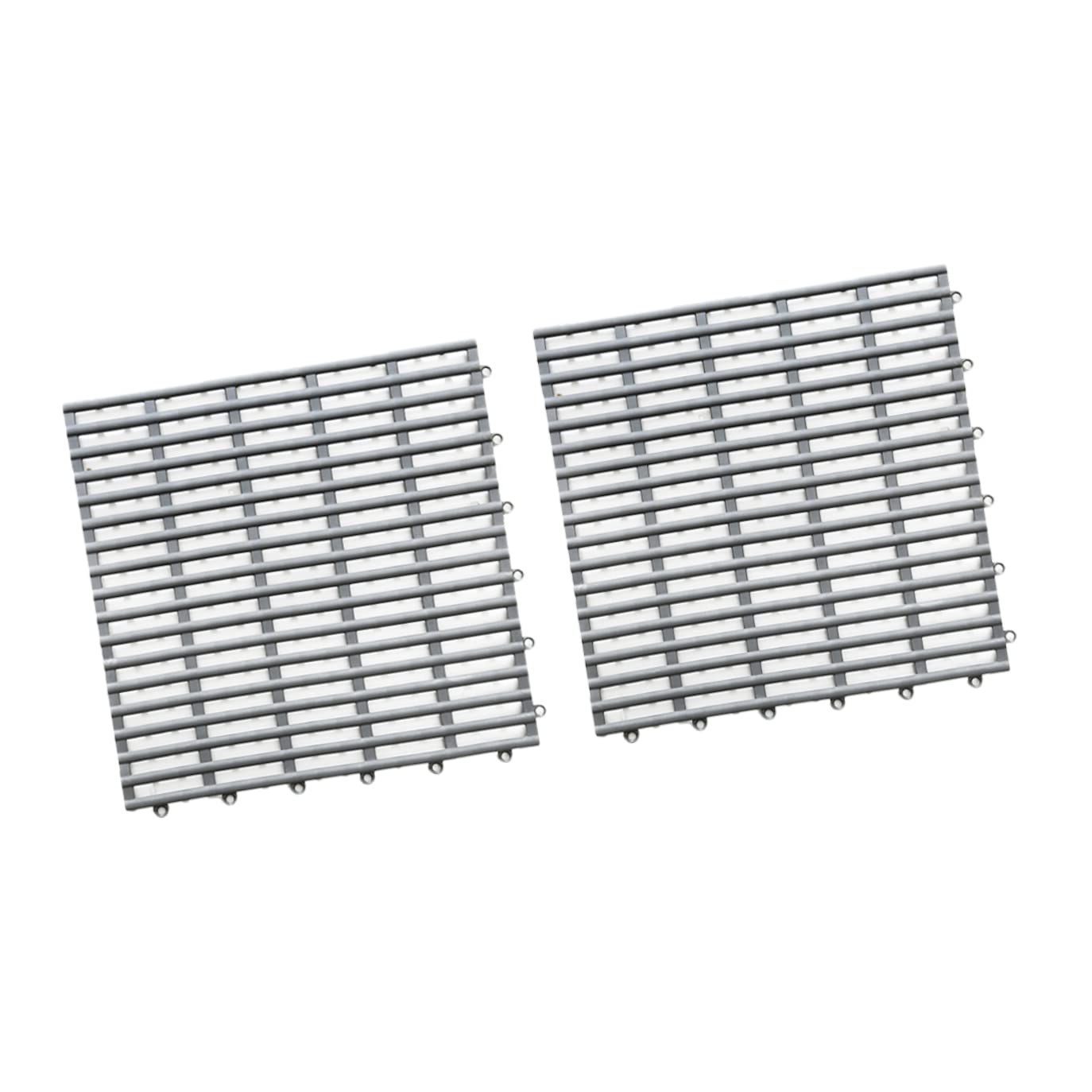Levemolo 2 Pcs Pvc Waterproof Shower Mat with Drain Holes Cuttable Splicing Bath Mat for Bathroom Non Mould Anti Floor Pad for Wet Areas Grey