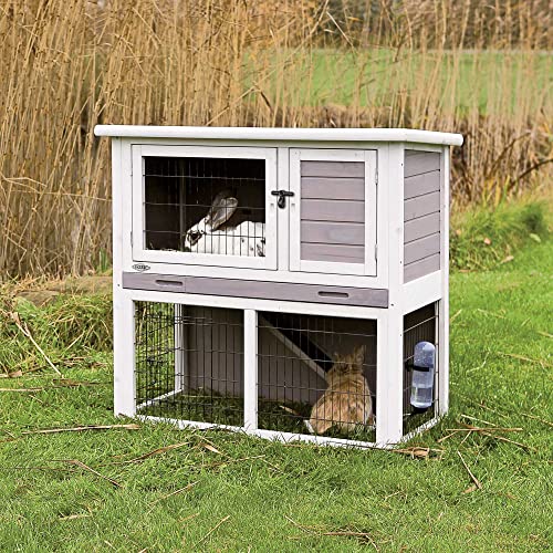 TRIXIE Rabbit Hutch with Sloped Roof (M), Gray/White Pricepulse