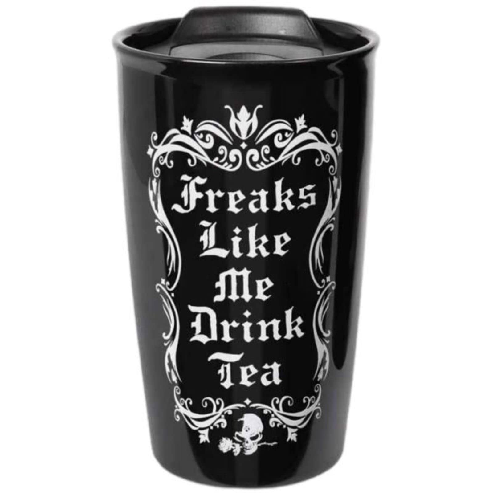 Alchemy Gothic Travel mug Freaks Like Me Drink Tea Black