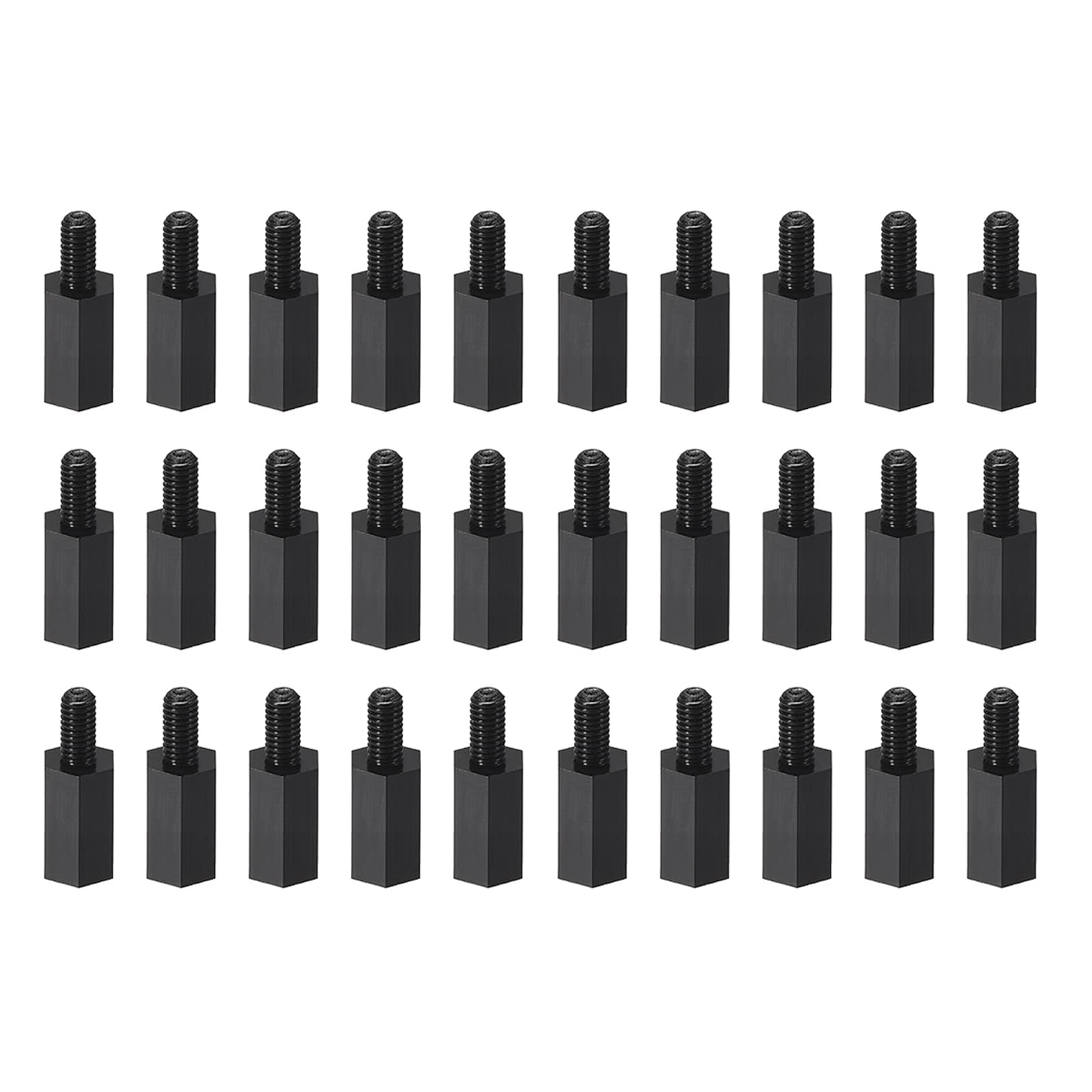 YOKIVE 30 Pcs M3 Standoff Screws, Nylon Hex PCB Standoffs with High Insulation Effect, Keep Height Consistent, Great for Motherboard (Black, 10mm+6mm)