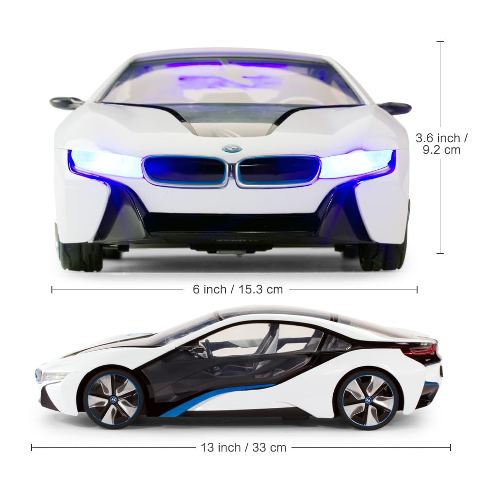 RASTAR BMW Toy Car, RC Cars 1/14 BMW i8 Remote Control Car for Kids, Interior Lights, White 2.4G