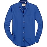 Alimens & Gentle Mens Solid Oxford Shirt Long Sleeve Dress Shirt Work Casual Button Down Shirts with Pocket