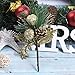 TINGOR 4 Pack Gold Glitter Christmas Picks with Artificial Pine Cone and Leaves for Christmas Flower Arrangements Wreaths and Holiday Decorations