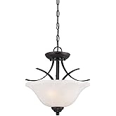 Westinghouse 6340300 Pacific Falls Two-Light Indoor Convertible Pendant/Semi-Flush Ceiling Fixture, Amber Bronze Finish with 