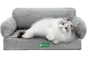 MEWOOFUN Cat Bed for Indoor Cats Orthopedic Dog Bed for Small Medium Dogs, Egg- Foam Pet Bed with Removable Washable Cover and Non-Slip Bottom (Medium, Grey)