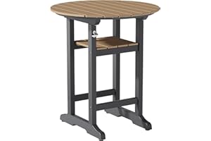 OTSUN Outdoor Bar Table, 32“ Diameter Round Side Table, All Weather Counter Height Table with Built-in Footrest for Backyard, Garden, Indoor Outdoor Companion