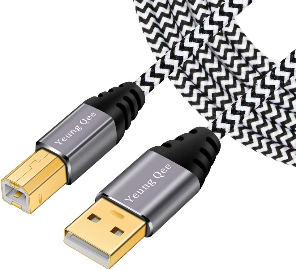 Printer Cable 8m/25ft, Yeung Qee High Speed USB 2.0 A Male to Type B Male Printer Scanner Cable Cord Compatible with HP, Canon, Epson, Dell, Brother, Lexmark, Xerox, Samsung etc