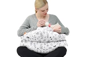 Chilling Home Nursing Pillow for Breastfeeding, Large Adjustable Breastfeeding Pillow with 100% Cotton Removable Cover (Leave