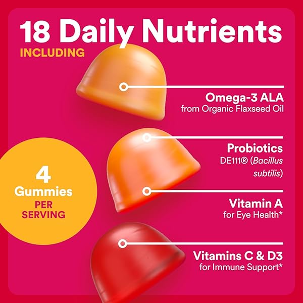 SMARTYPANTS ORGANIC WOMEN’S MULTIVITAMIN GUMMIES: BIOTIN, PROBIOTICS, METHYLFOLATE, OMEGA 3 (ALA), VITAMIN D3, C, VITAMIN B12, B6, A, K & ZINC, INOSITOL, GLUTEN FREE, 120 COUNT (30 DAY SUPPLY)