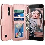 LG K20 V Case, LG K20 Plus Case, LV V5 Case, LG K10 2017 Case, LK Luxury PU Leather Wallet Flip Protective Case Cover with Card Slots and Stand (Rose Gold)