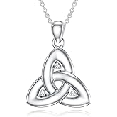 LWXIE Diamond Celtic Knot Necklace Sterling Silver Celtic Knot Pendant 925 Silver Celtic Knot for Women 18+2 Inch